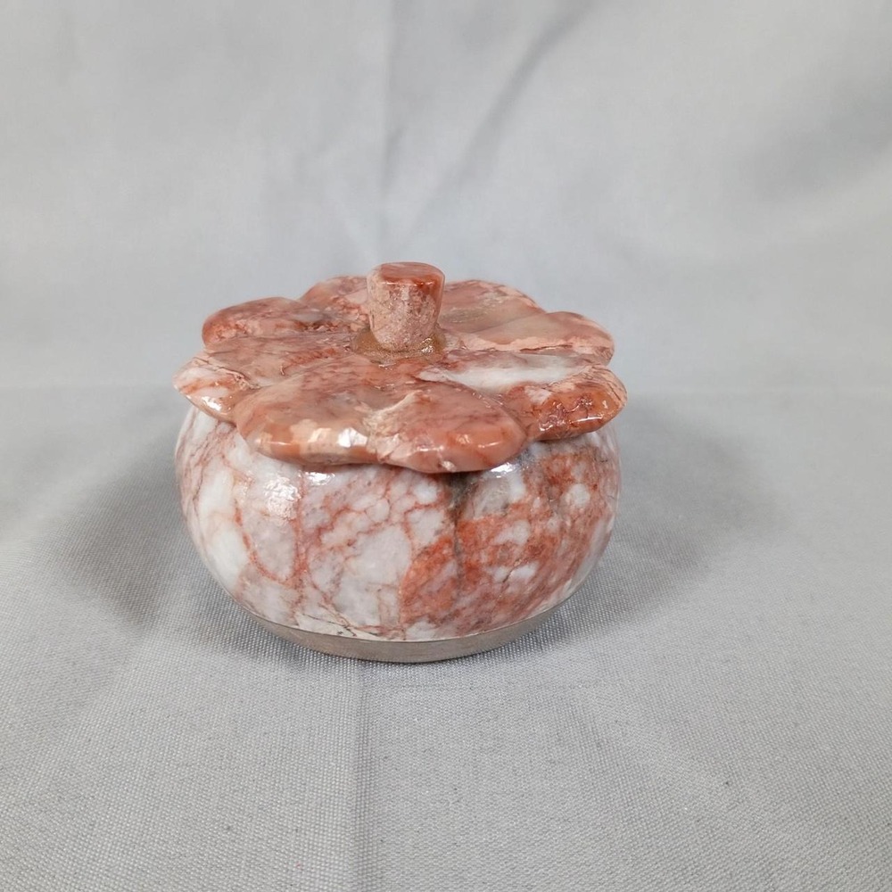 Vintage Pink Marble Flower Trinket Box